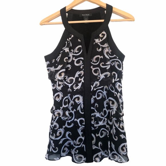 White House Black Market Black Scroll Tiered Top - Picture 5 of 16